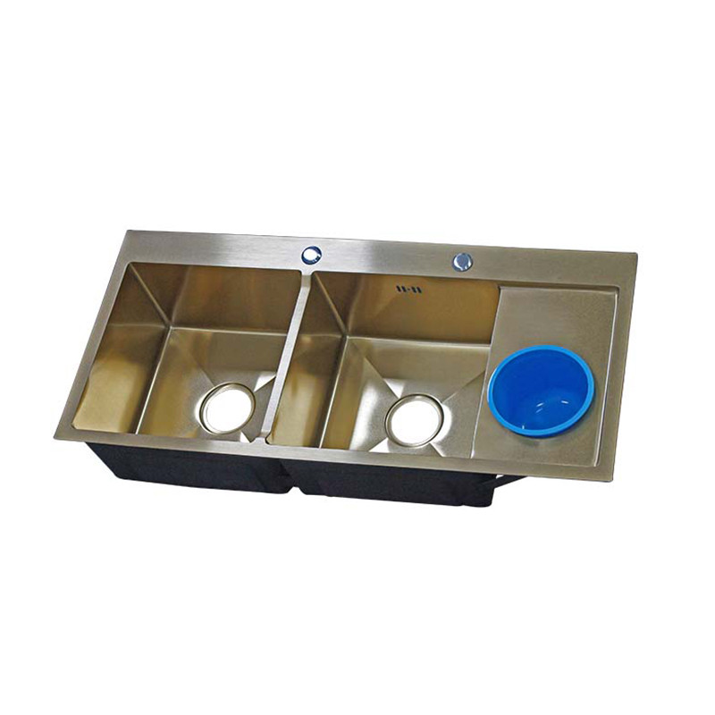 10045G Gold Nano Stainless Steel Sink with ashcan - 副本