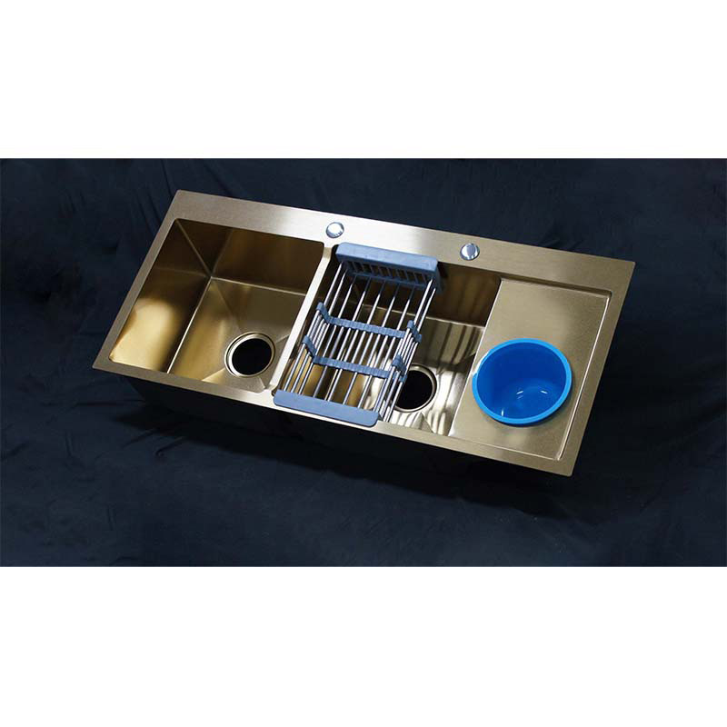 10045G Gold Nano Stainless Steel Sink with ashcan - 副本